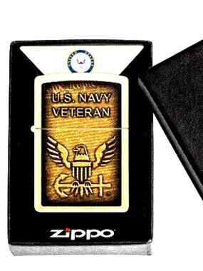 United States Navy Veteran Design, Street Brass Zippo Lighter